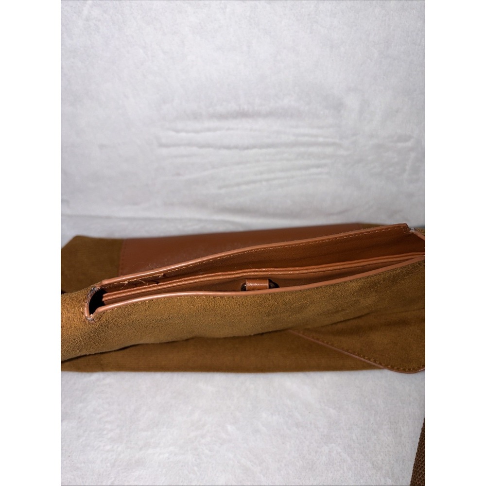 Faux Suede Slouchy Envelope Crossbody/Messenger Bag Woven Strap Modern Casual - Picture 2 of 9